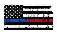 Thin Blue Red line decal - State of Kansas tattered Flag Decal - Various Sizes - BuckUp Tactical
