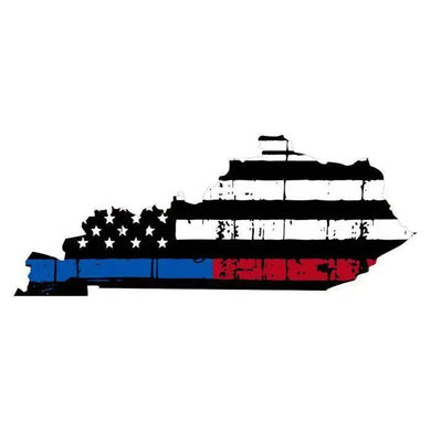 Thin Blue Red line decal - State of Kentucky Thin Blue Red Line tattered Flag Decal - Various Sizes.
