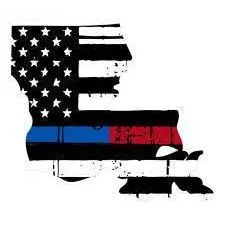Thin Blue Red line decal - State of Louisiana tattered Flag Decal - Various Sizes.