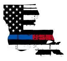 Thin Blue Red line decal - State of Louisiana tattered Flag Decal - Various Sizes.