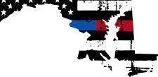 Thin Blue Red line decal - State of Maryland tattered Flag Decal - Various Sizes.