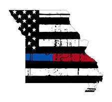 Thin Blue Red line decal - State of Missouri tattered Flag Decal - Various Sizes - BuckUp Tactical
