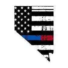 Thin Blue Red line decal - State of Nevada tattered Flag Decal - Various Sizes.