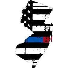 Thin Blue Red line decal - State of New Jersey tattered Flag Decal - Various Sizes.