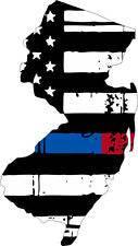 Thin Blue Red line decal - State of New Jersey tattered Flag Decal - Various Sizes - BuckUp Tactical