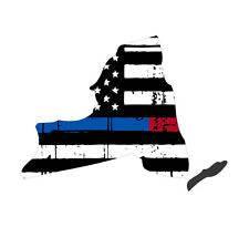 Thin Blue Red line decal - State of New York tattered Flag Decal - Various Sizes - BuckUp Tactical