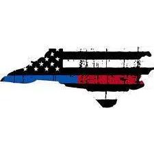 Thin Blue Red line decal - State of North Carolina tattered Flag Decal - Various Sizes.