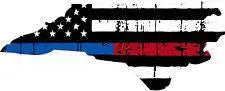 Thin Blue Red line decal - State of North Carolina tattered Flag Decal - Various Sizes.