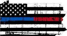 Thin Blue Red line decal - State of Pennsylvania tattered Flag Decal - Various Sizes.