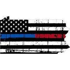 Thin Blue Red line decal - State of Pennsylvania tattered Flag Decal - Various Sizes.