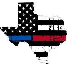 Thin Blue Red line decal - State of Texas tattered Flag Decal - Various Sizes.