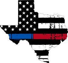 Thin Blue Red line decal - State of Texas tattered Flag Decal - Various Sizes - BuckUp Tactical