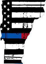 Thin Blue Red line decal - State of Vermont tattered Flag Decal - Various Sizes - BuckUp Tactical