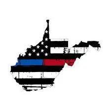 Thin Blue Red line decal - State of West Virginia tattered Flag Decal - Various Sizes.