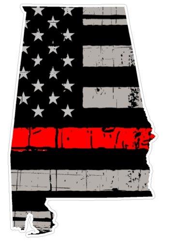 Thin Red line decal - State of Alabama Grey tattered Flag Decal - Various Sizes - BuckUp Tactical