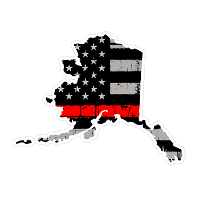 Thin Red line decal - State of Alaska Thin Blue Line Grey tattered Flag Decal - Various Sizes.