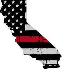Thin Red line decal - State of California Grey Tattered Flag - Various Sizes.