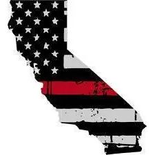 Thin Red line decal - State of California Grey Tattered Flag - Various Sizes.
