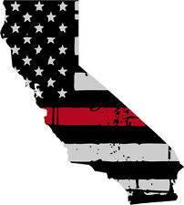 Thin Red line decal - State of California Grey Tattered Flag - Various Sizes - BuckUp Tactical