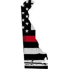 Thin Red line decal - State of Delaware Grey Tattered Flag - Various Sizes.