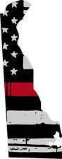 Thin Red line decal - State of Delaware Grey Tattered Flag - Various Sizes.