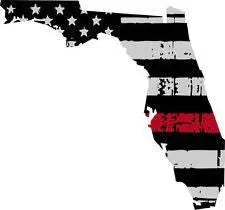 Thin Red line decal - State of Florida Tattered Flag - Various Sizes.