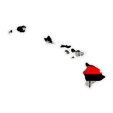 Thin Red line decal - State of Hawaii Thin Red Line Grey tattered Flag Decal - Various Sizes.