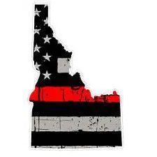 Thin Red line decal - State of Idaho Grey Tattered Flag - Various Sizes.