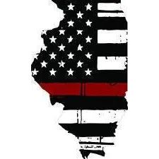 Thin Red line decal - State of Illinois Tattered Flag - Various Sizes.