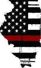 Thin Red line decal - State of Illinois Tattered Flag - Various Sizes - BuckUp Tactical
