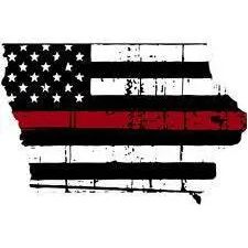 Thin Red line decal - State of Iowa Tattered Flag - Various Sizes.