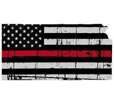 Thin Red line decal - State of Kansas Grey Tattered Flag - Various Sizes.