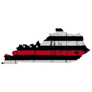 Thin Red line decal - State of Kentucky Thin Red Line Grey tattered Flag Decal - Various Sizes.