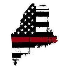 Thin Red line decal - State of Maine Tattered Flag - Various Sizes.