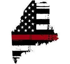 Thin Red line decal - State of Maine Tattered Flag - Various Sizes.