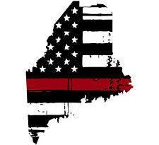 Thin Red line decal - State of Maine Tattered Flag - Various Sizes - BuckUp Tactical