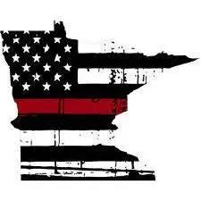 Thin Red line decal - State of Minnesota Tattered Flag - Various Sizes.