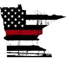 Thin Red line decal - State of Minnesota Tattered Flag - Various Sizes - BuckUp Tactical