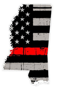 Thin Red line decal - State of Mississippi Grey Tattered Flag - Various Sizes - BuckUp Tactical