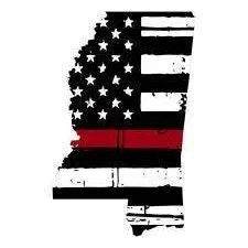 Thin Red line decal - State of Mississippi Tattered Flag - Various Sizes.