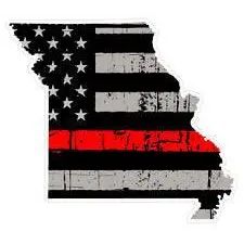 Thin Red line decal - State of Missouri Grey Tattered Flag - Various Sizes.