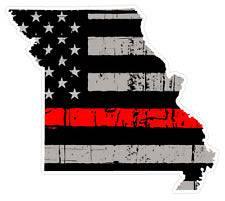Thin Red line decal - State of Missouri Grey Tattered Flag - Various Sizes - BuckUp Tactical