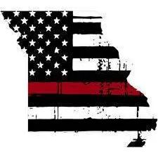 Thin Red line decal - State of Missouri Tattered Flag - Various Sizes.