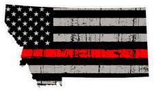 Thin Red line decal - State of Montana Grey Tattered Flag - Various Sizes - BuckUp Tactical