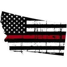 Thin Red line decal - State of Montana Tattered Flag - Various Sizes.