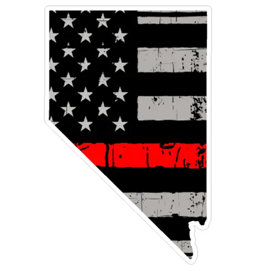 Thin Red line decal - State of Nevada Grey Tattered Flag Decal - Various Sizes.