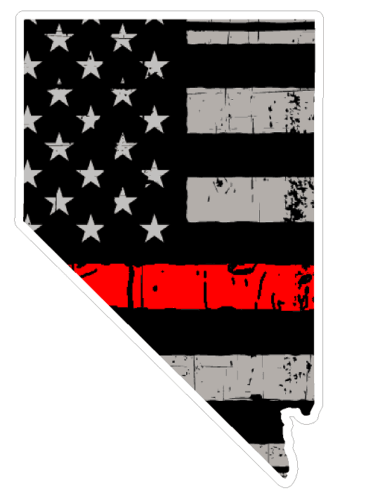 Thin Red line decal - State of Nevada Grey Tattered Flag Decal - Various Sizes - BuckUp Tactical