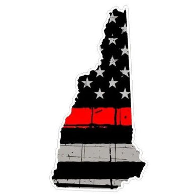 Thin Red line decal - State of New Hampshire Tattered Flag - Various Sizes.