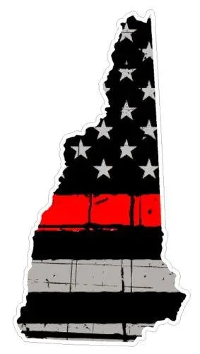 Thin Red line decal - State of New Hampshire Tattered Flag - Various Sizes.