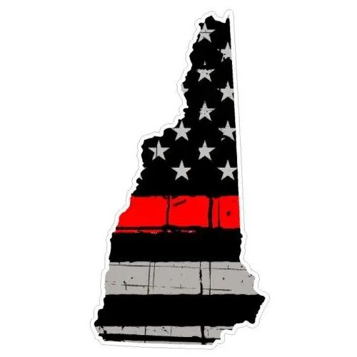 Thin Red line decal - State of New Hampshire Tattered Flag - Various Sizes.